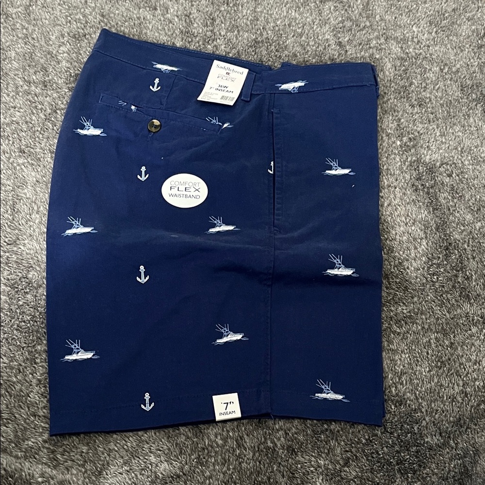 Navy Blue Shorts with Nautical Embroidery